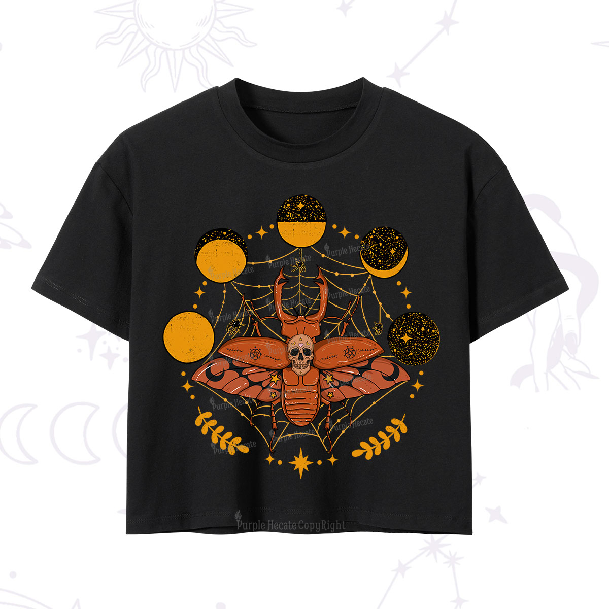Purplehecate Lunar Web Death Beetle Crop T-Shirt