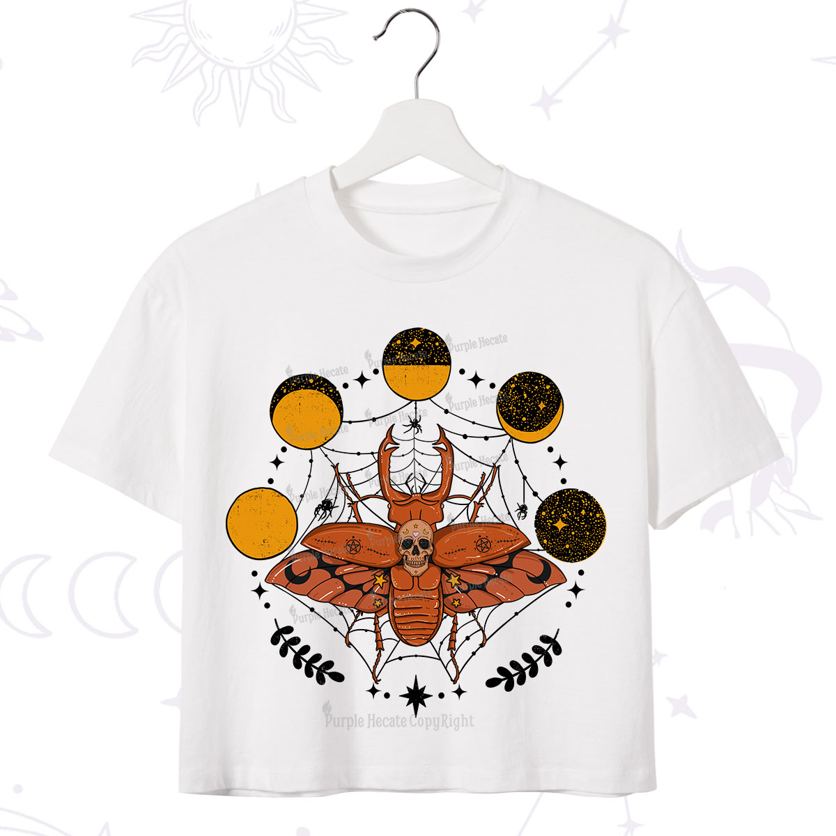 Purplehecate Lunar Web Death Beetle Crop T-Shirt