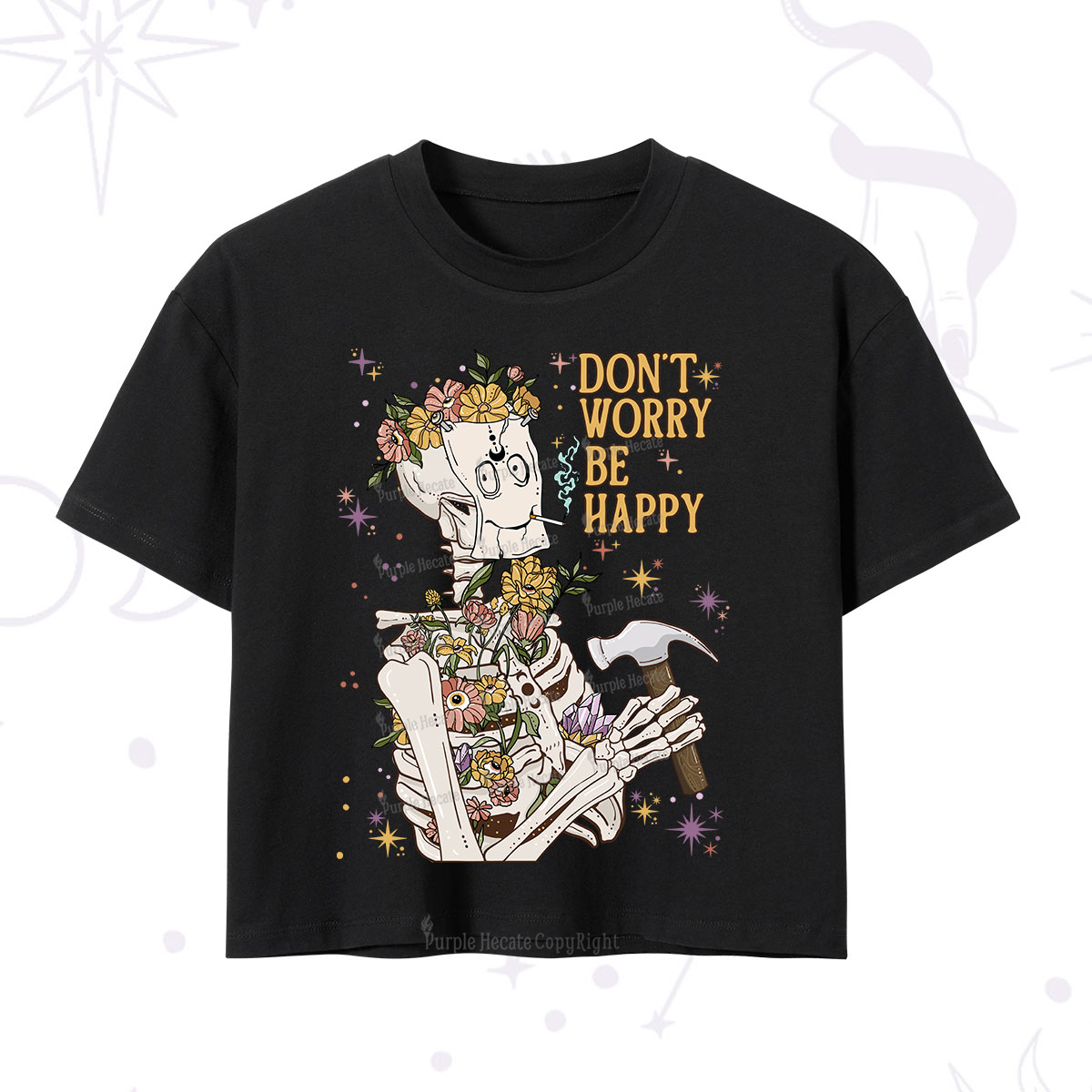 Purplehecate Don't Worry Be Happy Crop T-Shirt