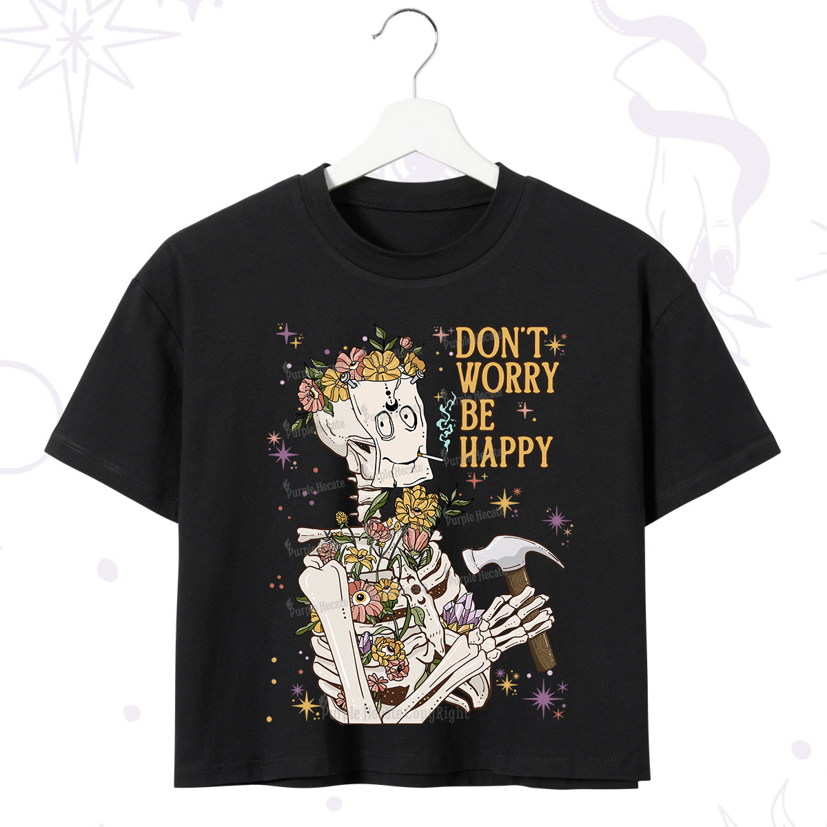 Purplehecate Don't Worry Be Happy Crop T-Shirt