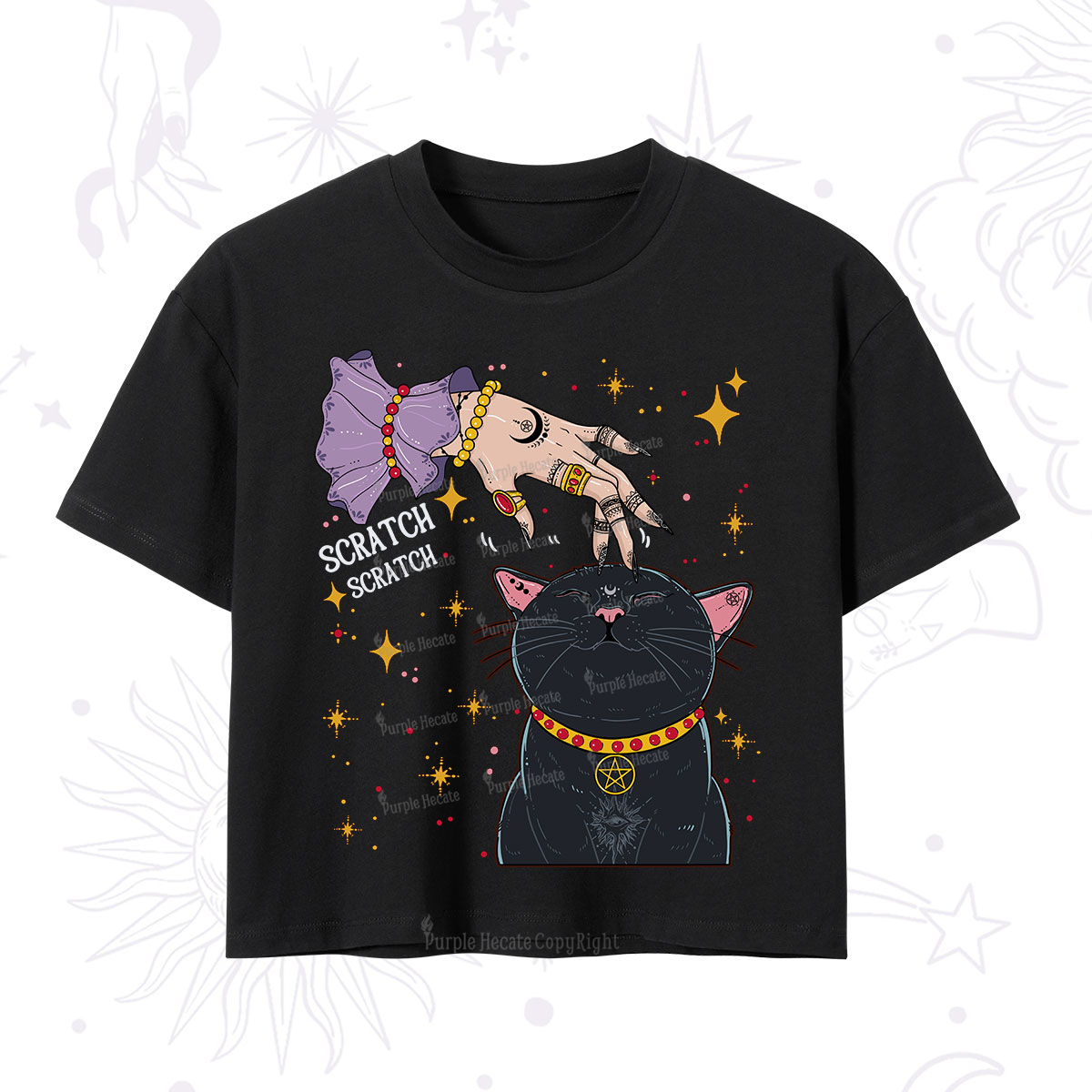 Purplehecate Witch's Cat Scratch Crop T-Shirt
