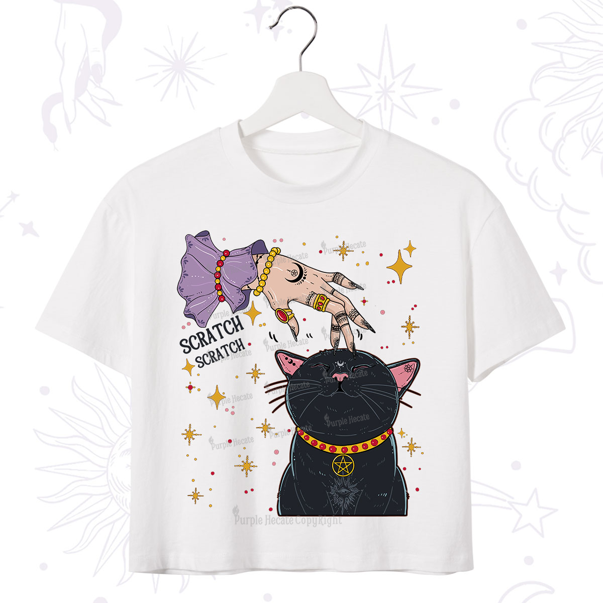 Purplehecate Witch's Cat Scratch Crop T-Shirt