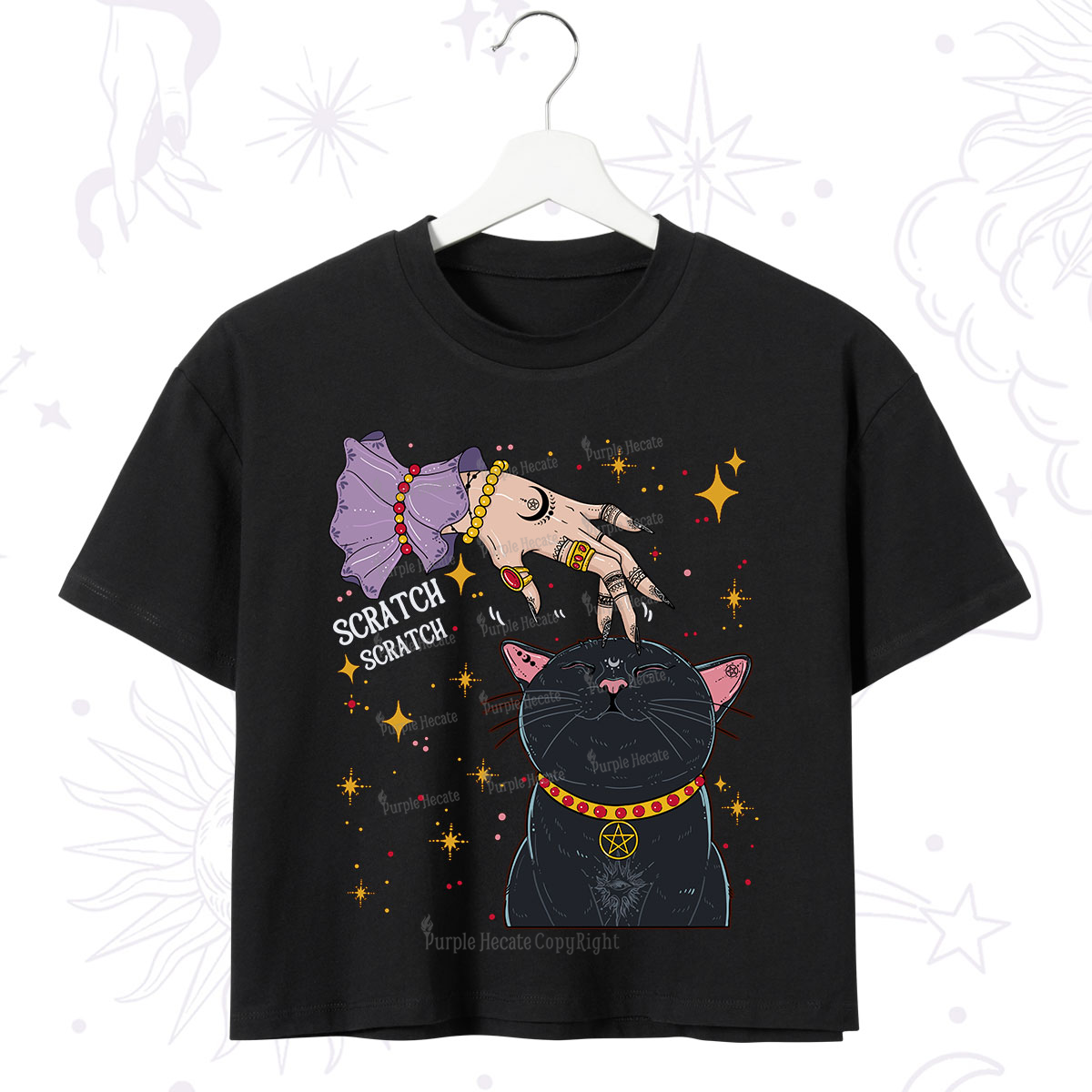 Purplehecate Witch's Cat Scratch Crop T-Shirt