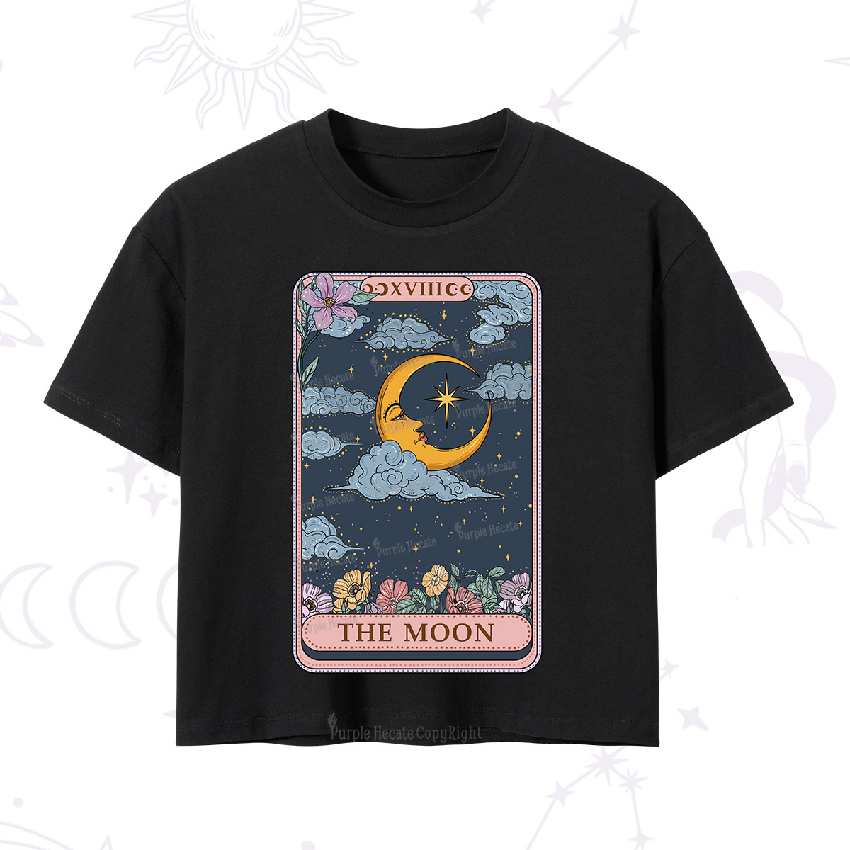 Purplehecate The Moon Tarot Card Crop T-Shirt