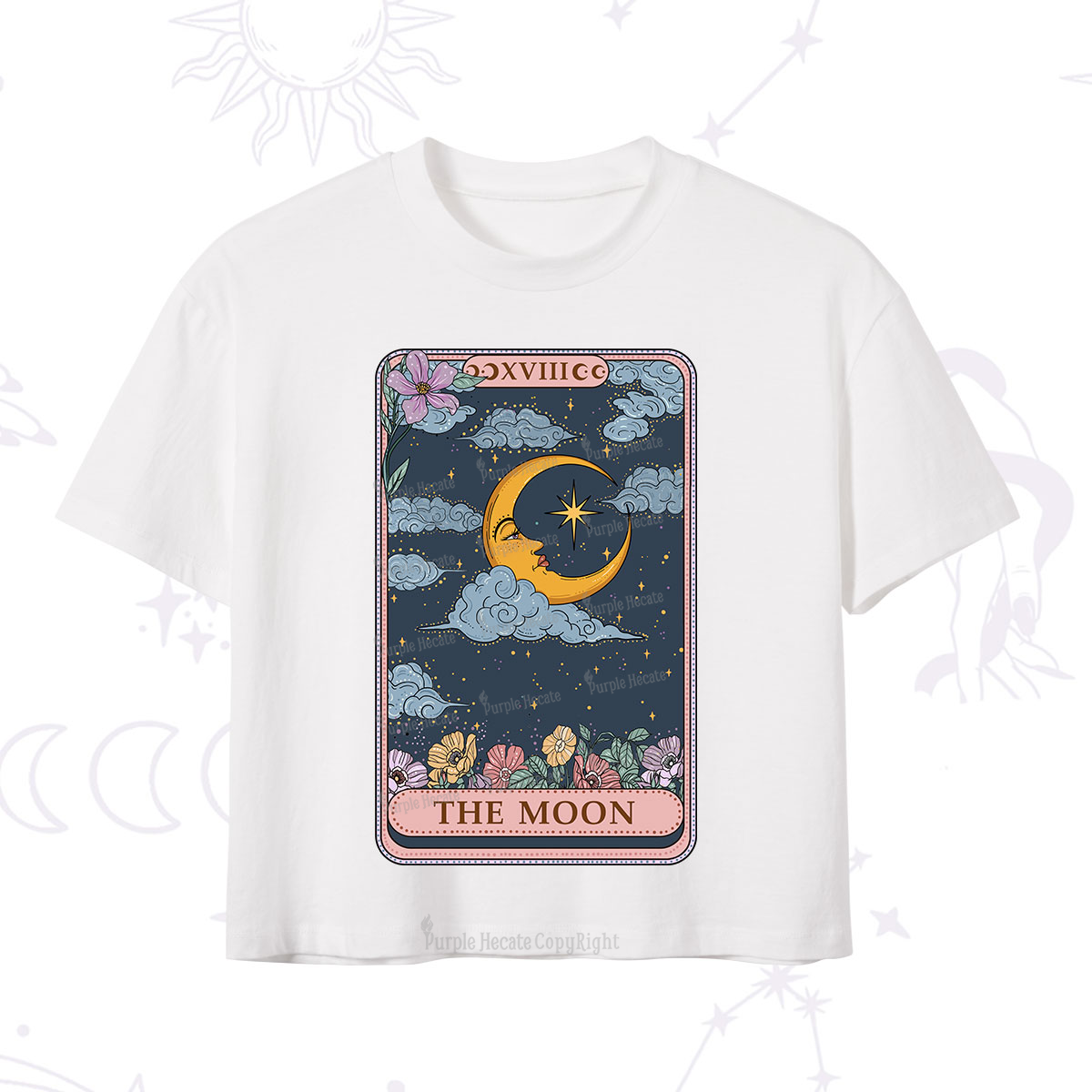 Purplehecate The Moon Tarot Card Crop T-Shirt
