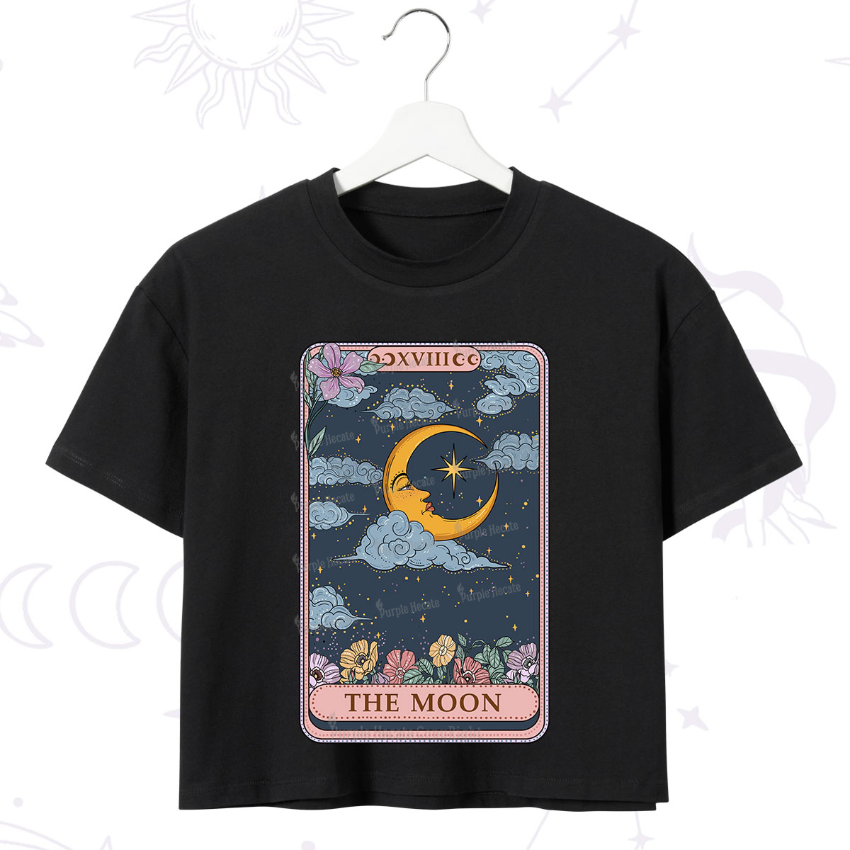 Purplehecate The Moon Tarot Card Crop T-Shirt