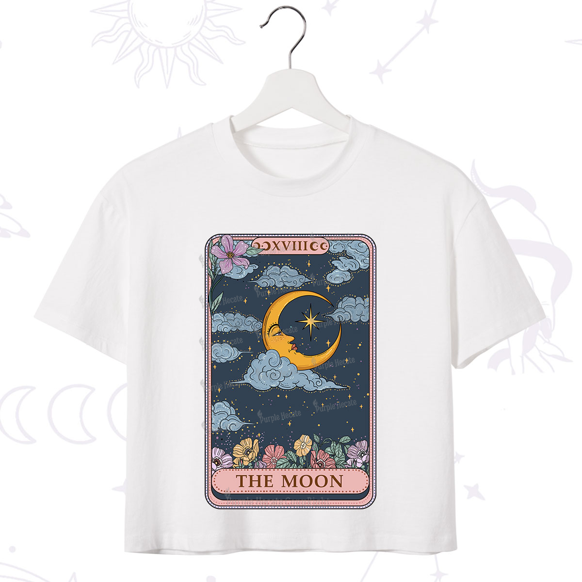 Purplehecate The Moon Tarot Card Crop T-Shirt