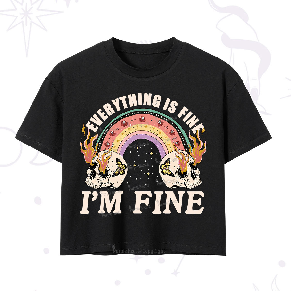 Purplehecate Everything Is Fine Crop T-Shirt