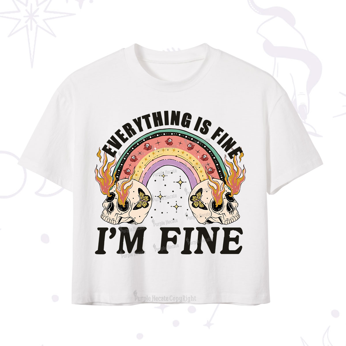 Purplehecate Everything Is Fine Crop T-Shirt