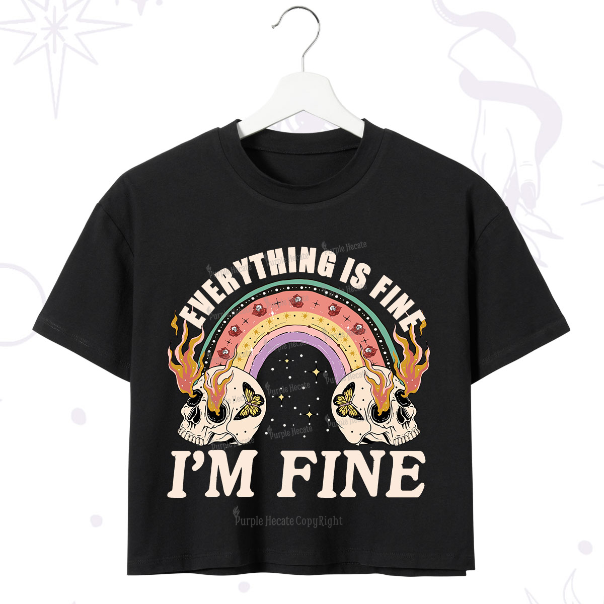 Purplehecate Everything Is Fine Crop T-Shirt