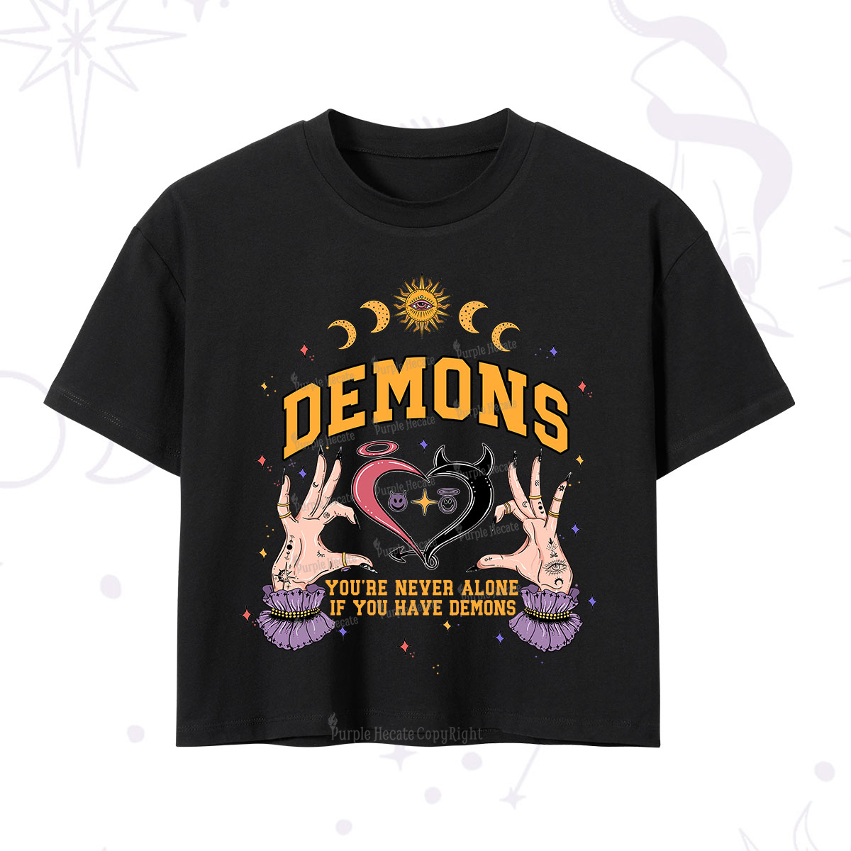 Purplehecate You're Never Alone If You Have Demons Crop T-Shirt