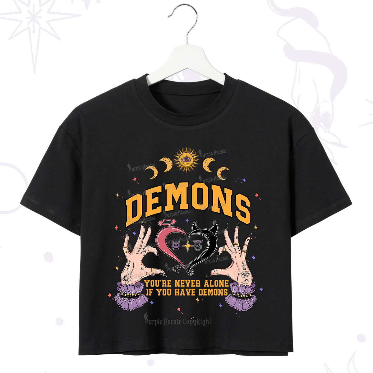 Purplehecate You're Never Alone If You Have Demons Crop T-Shirt