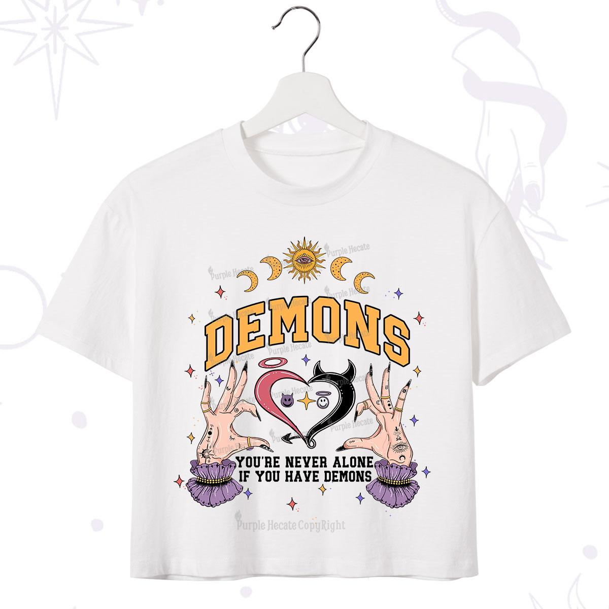 Purplehecate You're Never Alone If You Have Demons Crop T-Shirt