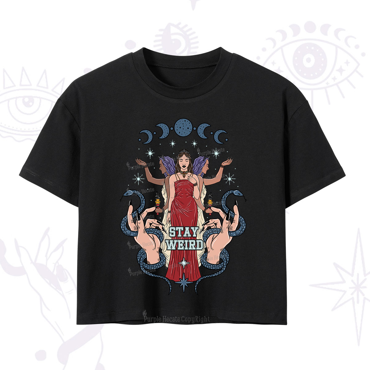 Purplehecate Stay Weird Goddess Crop T-Shirt