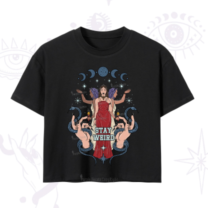 Purplehecate Stay Weird Goddess Crop T-Shirt