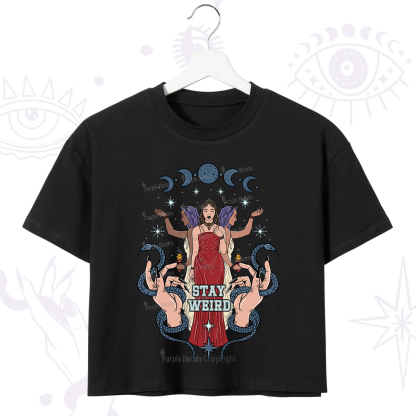 Purplehecate Stay Weird Goddess Crop T-Shirt