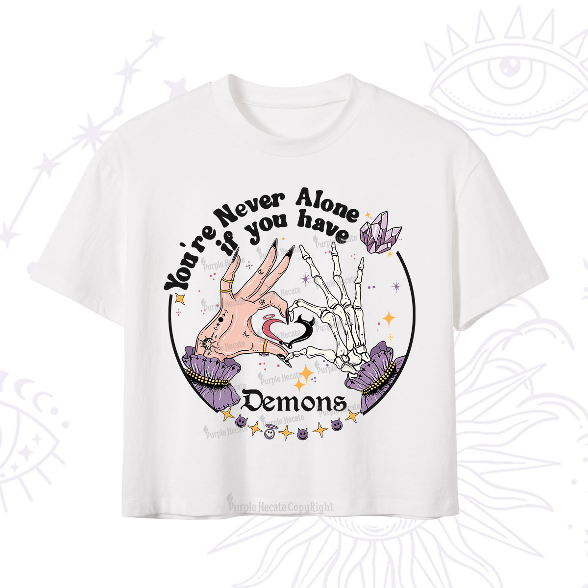 Purplehecate You're Never Alone If You Have Demons Crop T-Shirt