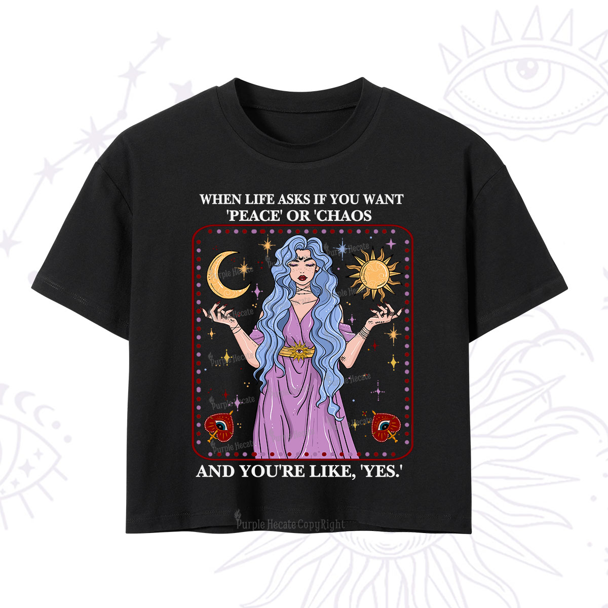 Purplehecate Peace Or Chaos Crop T-Shirt