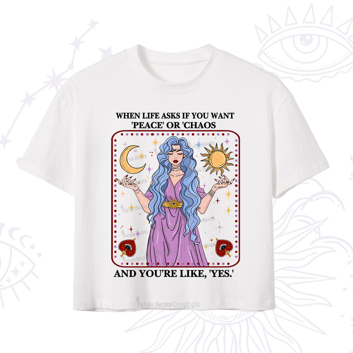 Purplehecate Peace Or Chaos Crop T-Shirt