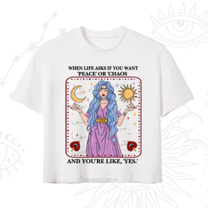 Purplehecate Peace Or Chaos Crop T-Shirt