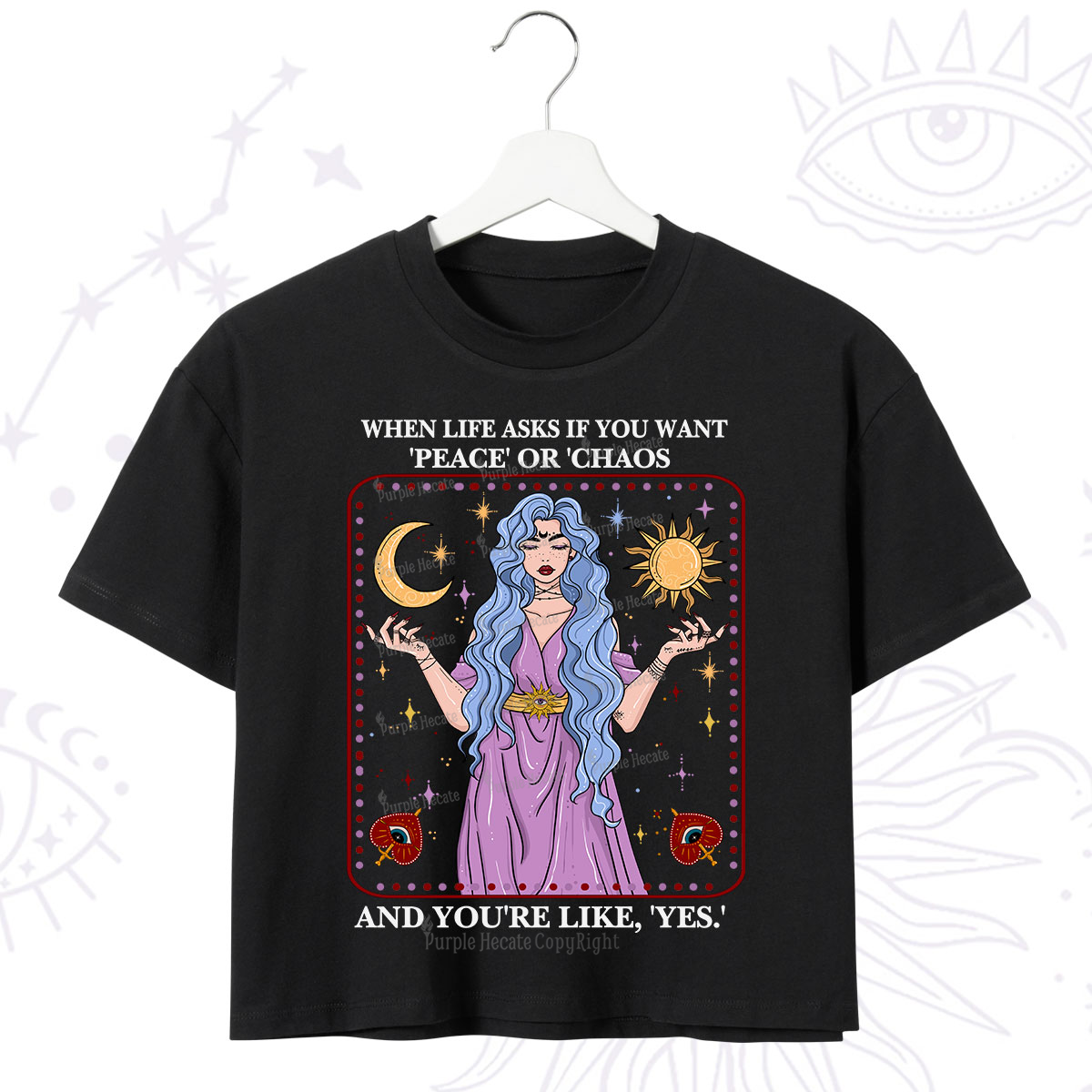Purplehecate Peace Or Chaos Crop T-Shirt
