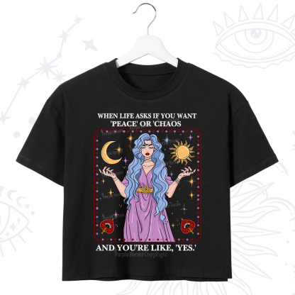 Purplehecate Peace Or Chaos Crop T-Shirt