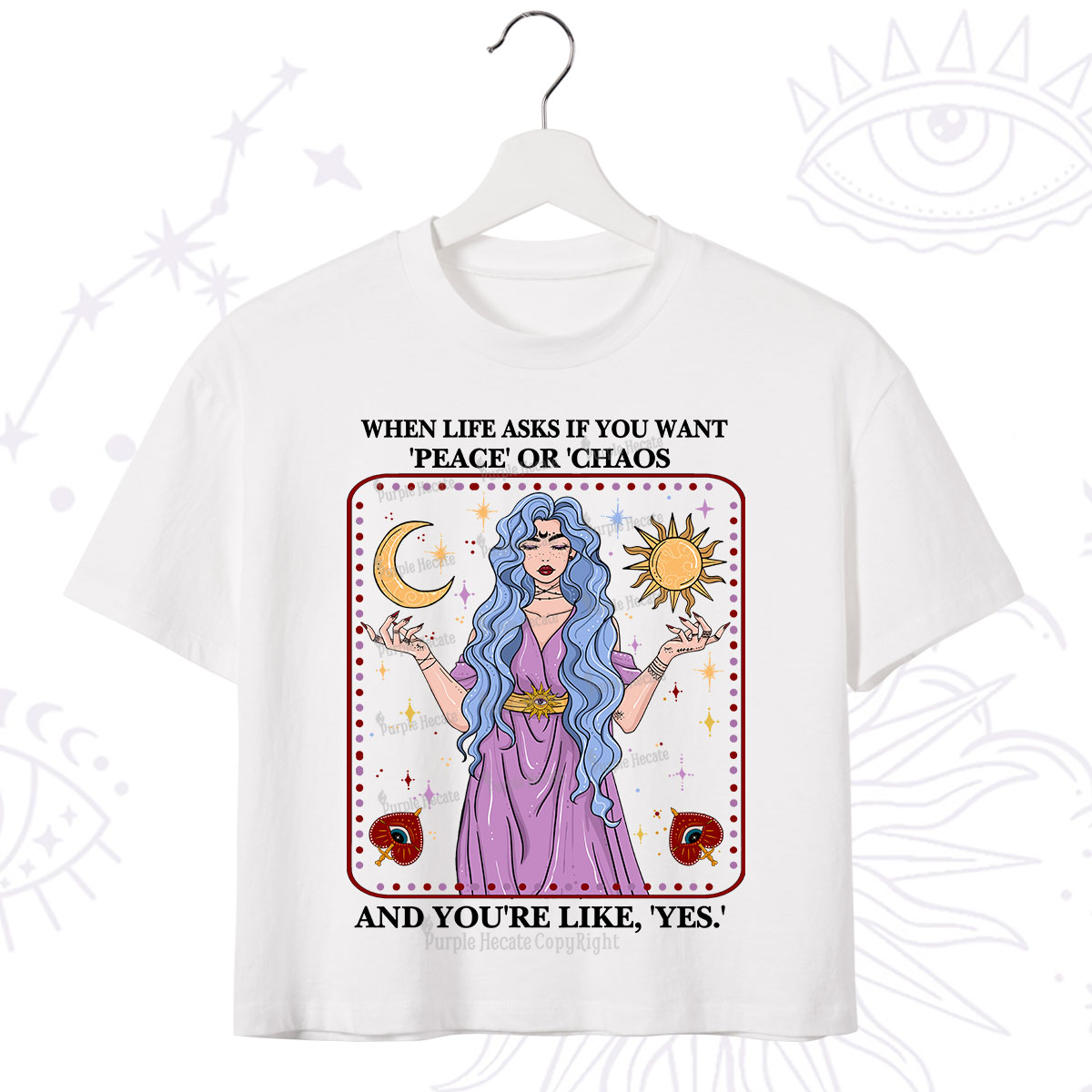 Purplehecate Peace Or Chaos Crop T-Shirt