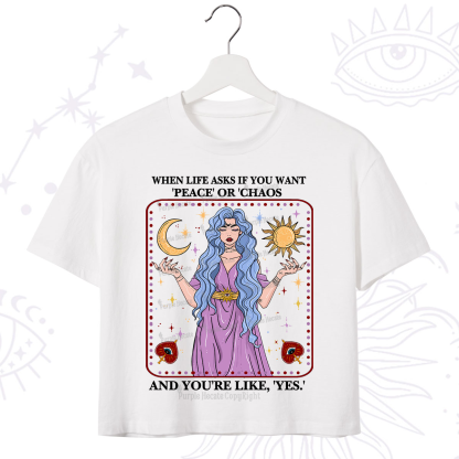 Purplehecate Peace Or Chaos Crop T-Shirt