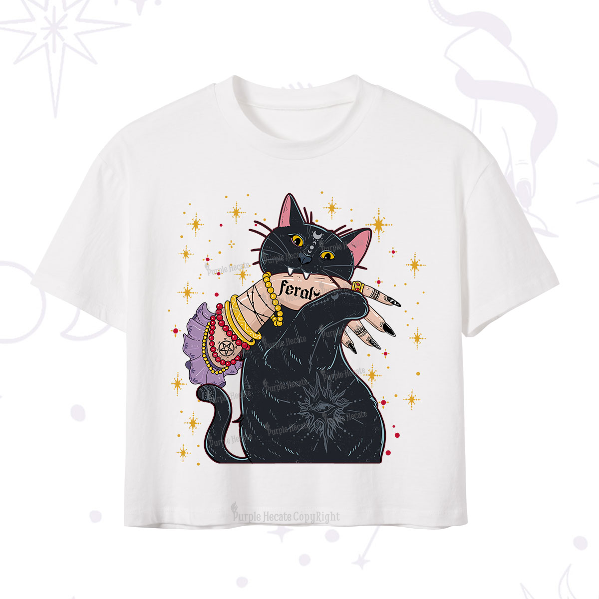 Purplehecate Feral Cat Crop T-Shirt