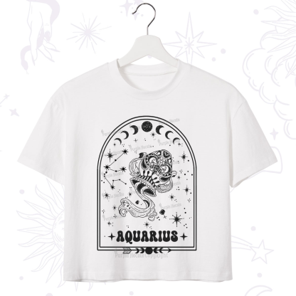 Purplehecate Zodiac Aquarius Under the Stars Crop T-Shirt