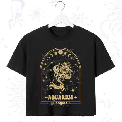 Purplehecate Zodiac Aquarius Under the Stars Crop T-Shirt