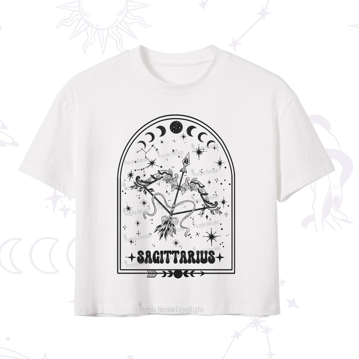 Purplehecate Zodiac Sagittarius Under the Stars Crop T-Shirt