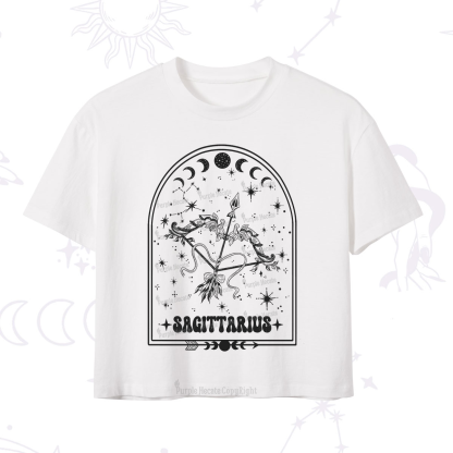 Purplehecate Zodiac Sagittarius Under the Stars Crop T-Shirt