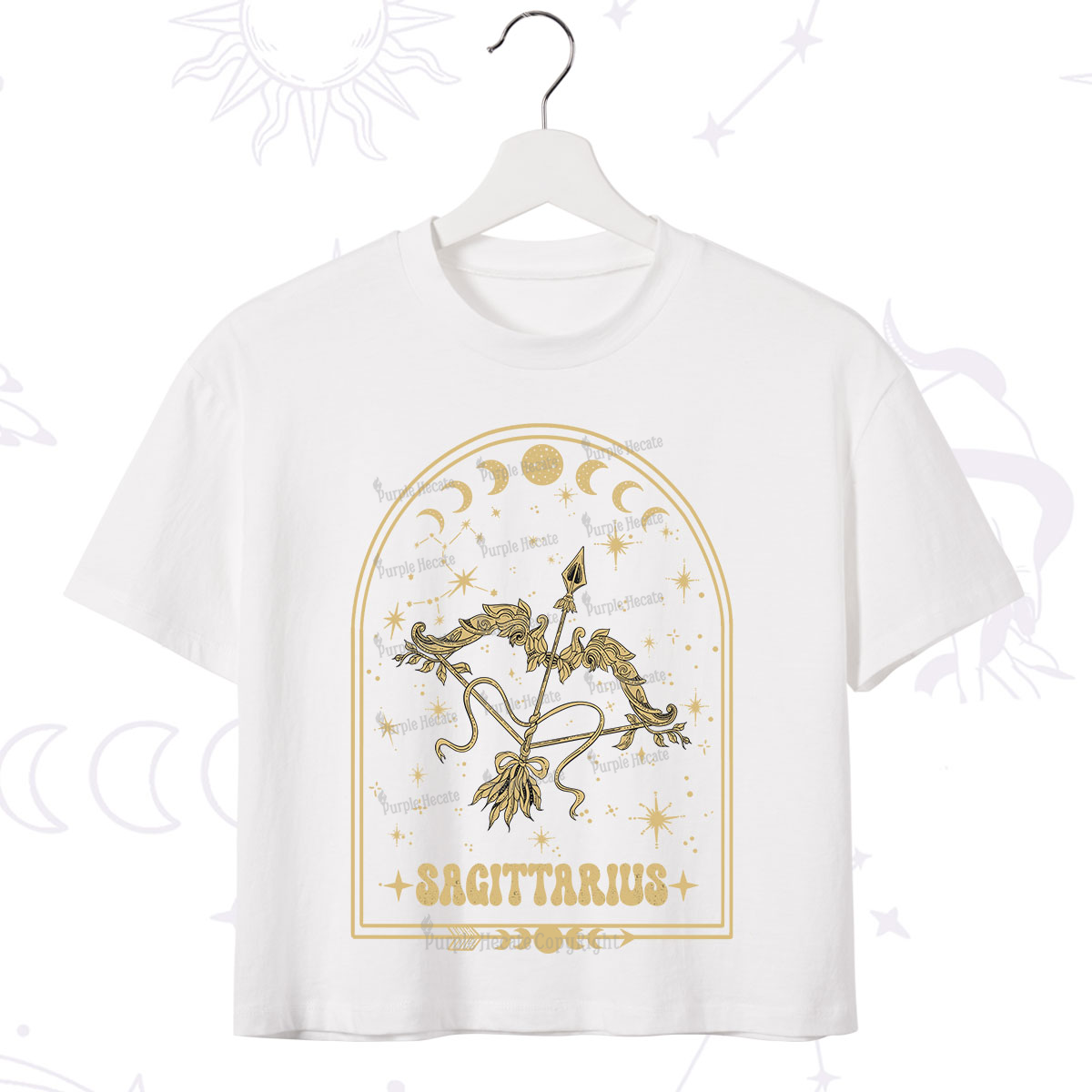 Purplehecate Zodiac Sagittarius Under the Stars Crop T-Shirt