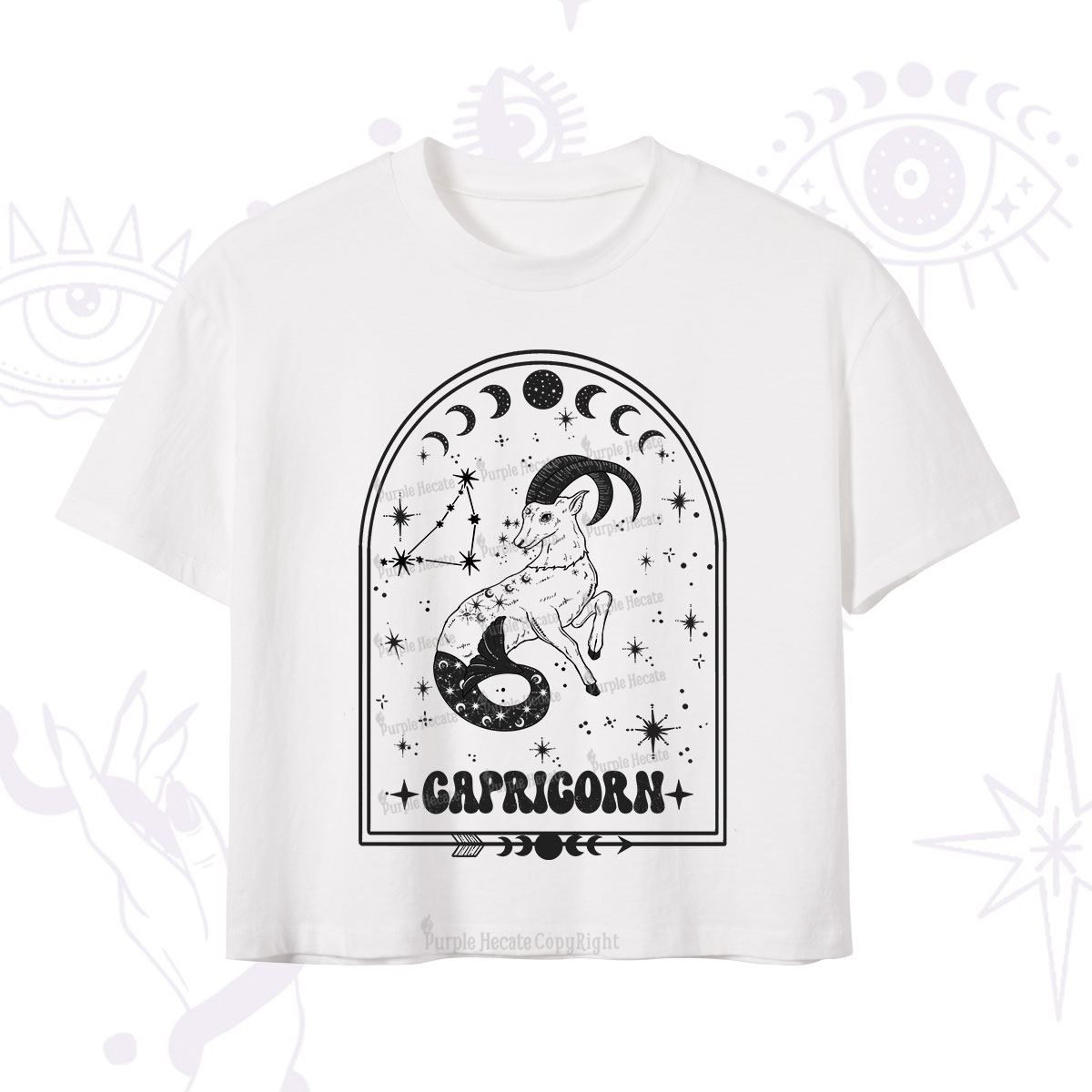 Purplehecate Zodiac Capricorn Under the Stars Crop T-Shirt