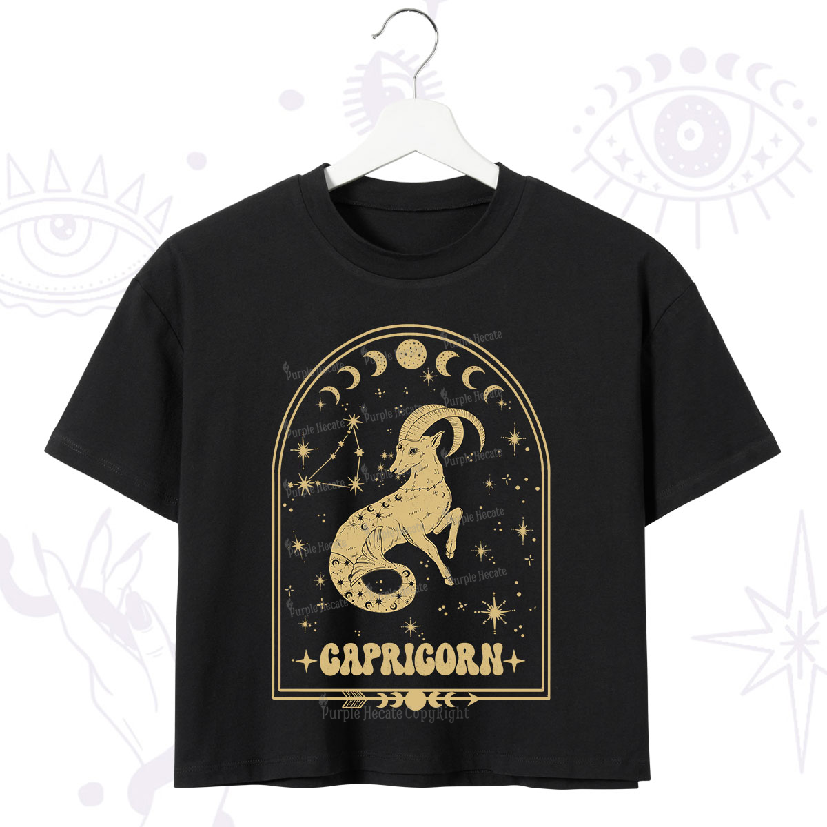 Purplehecate Zodiac Capricorn Under the Stars Crop T-Shirt