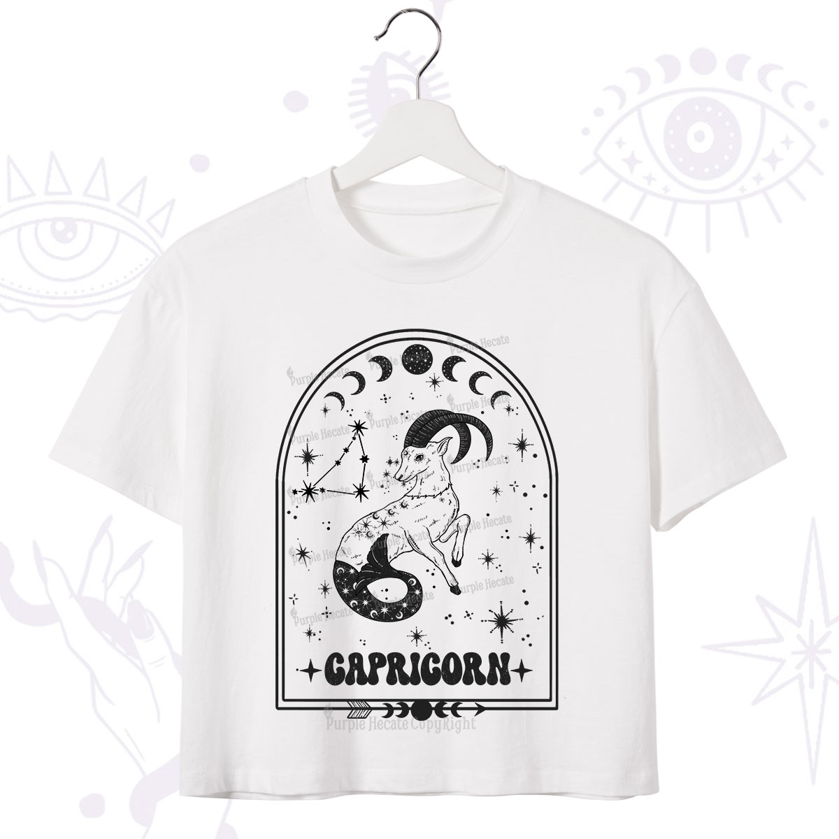 Purplehecate Zodiac Capricorn Under the Stars Crop T-Shirt