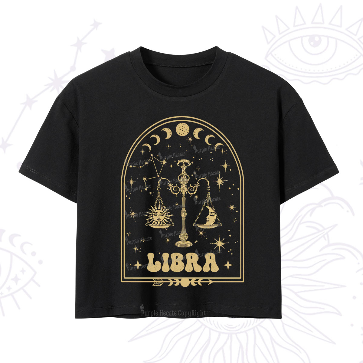 Purplehecate Zodiac Libra Under the Stars Crop T-Shirt
