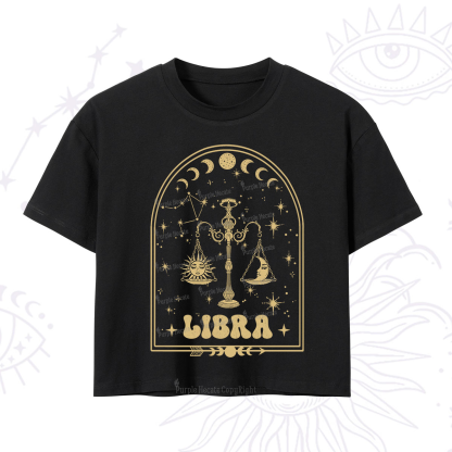 Purplehecate Zodiac Libra Under the Stars Crop T-Shirt