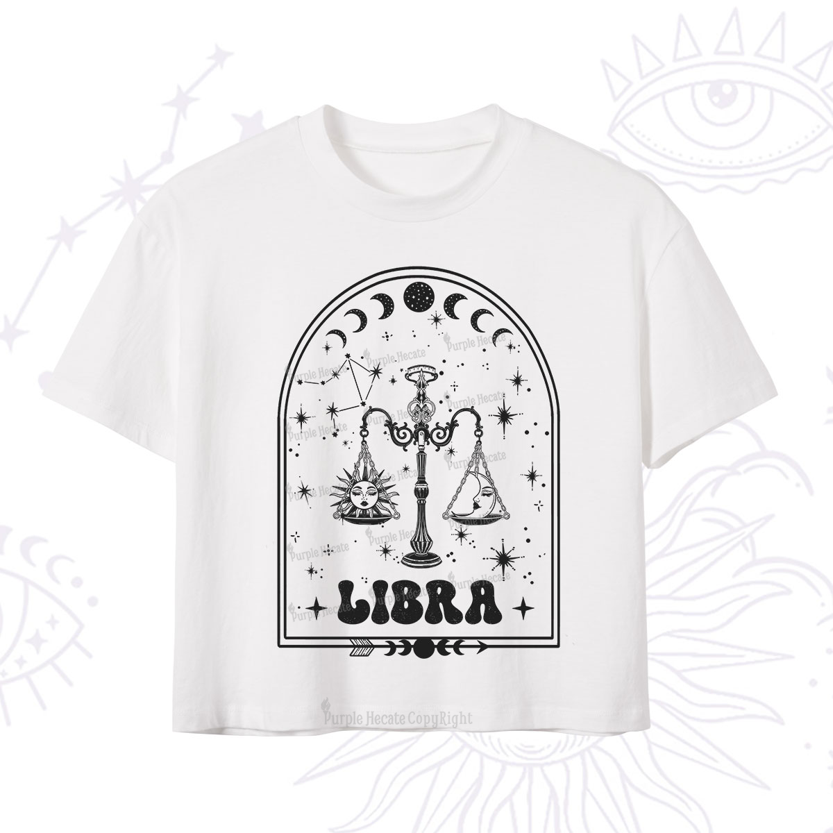 Purplehecate Zodiac Libra Under the Stars Crop T-Shirt