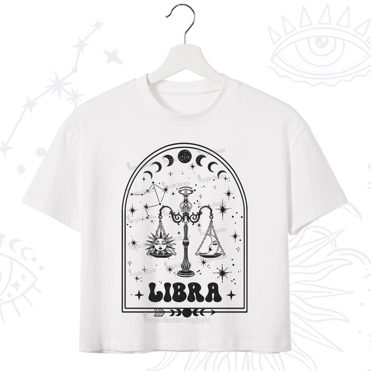 Purplehecate Zodiac Libra Under the Stars Crop T-Shirt