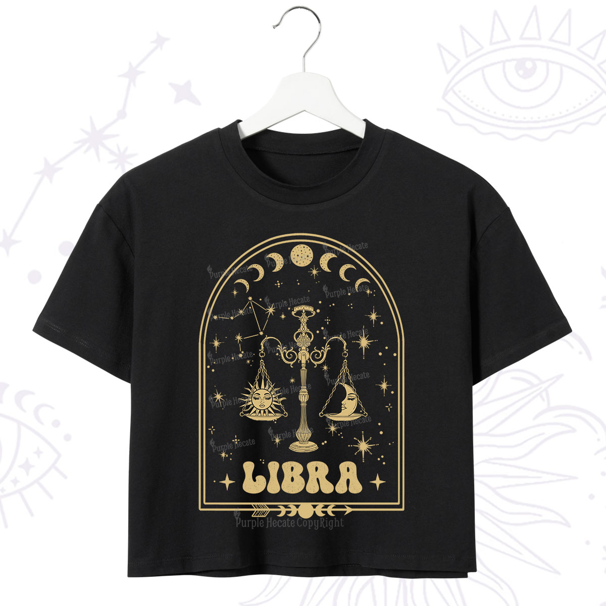 Purplehecate Zodiac Libra Under the Stars Crop T-Shirt