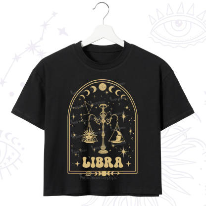 Purplehecate Zodiac Libra Under the Stars Crop T-Shirt