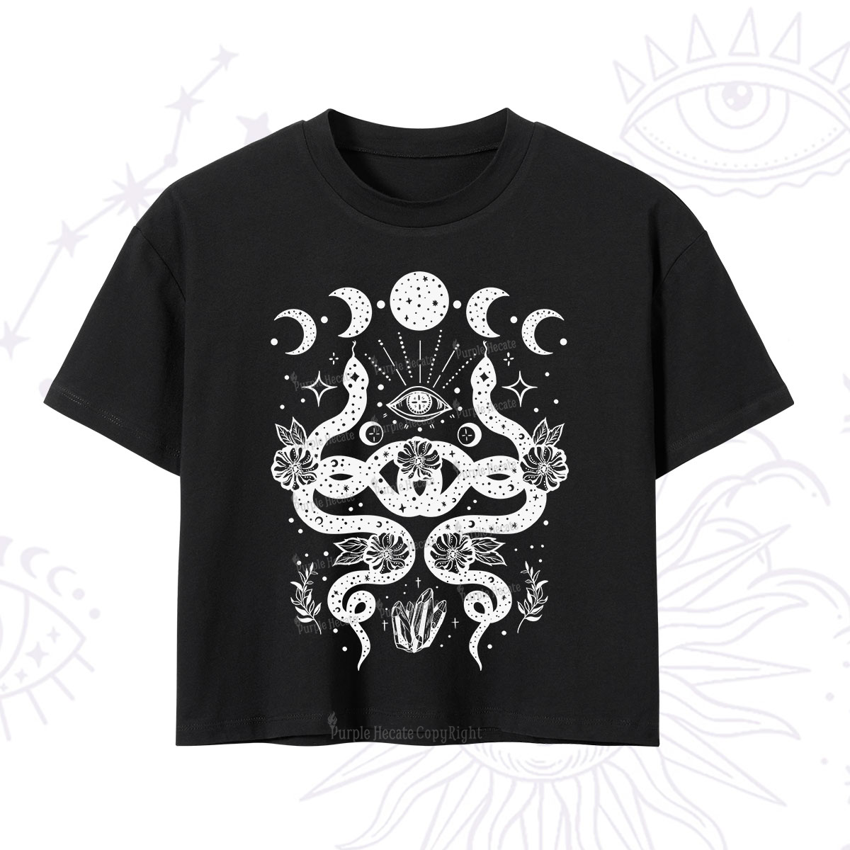 Purplehecate Lunar Serpent Alchemy Crop T-Shirt