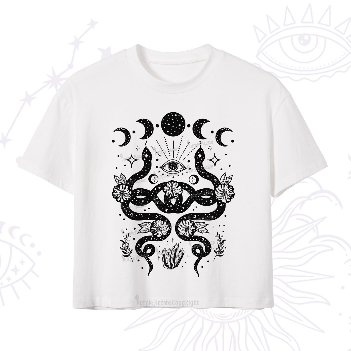 Purplehecate Lunar Serpent Alchemy Crop T-Shirt