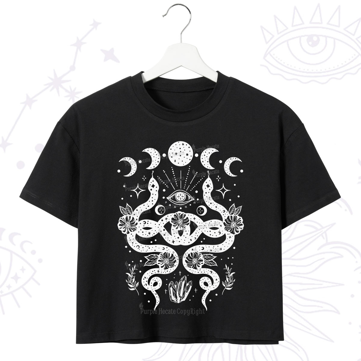 Purplehecate Lunar Serpent Alchemy Crop T-Shirt