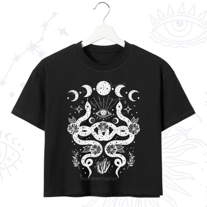 Purplehecate Lunar Serpent Alchemy Crop T-Shirt