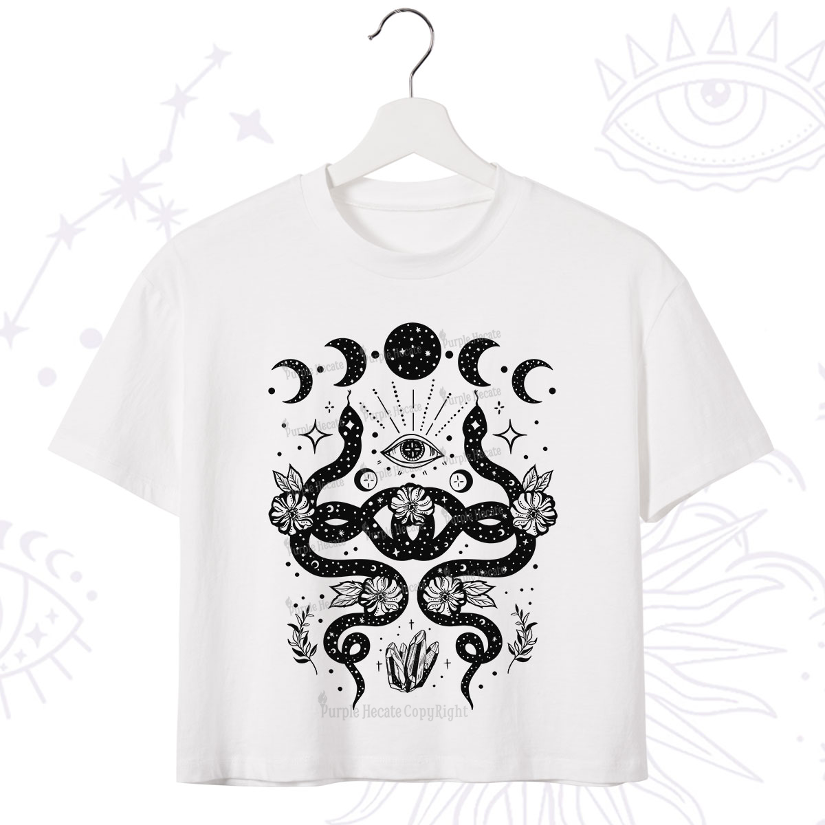 Purplehecate Lunar Serpent Alchemy Crop T-Shirt