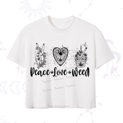 Purplehecate Peace Love Weed Crop T-Shirt