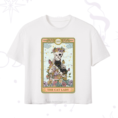 Purplehecate The Cat Lady Skeleton Tarot Crop T-Shirt